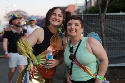 two people smiling together